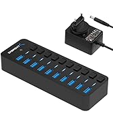Sabrent USB Hub aktiv 3.0 mit netzteil 60W 10port, USB Adapter mehrfach Verlängerung, USB Verteil...