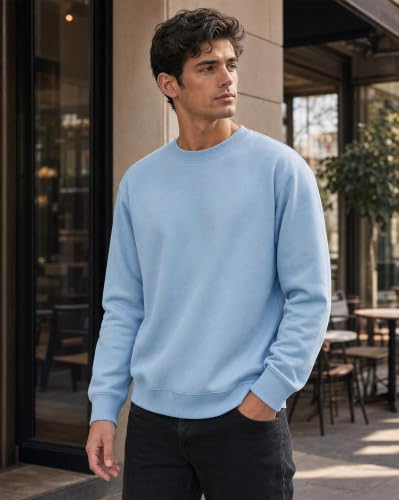 Image of Nobero Sweatshirts for Man Stylish | 280 GSM Rich Cotton Fleece Solid Regular Fit Full Sleeve Sweatshirt for Men | Stylish Casual Wear Winter Crew Neck Sweatshirt for Men