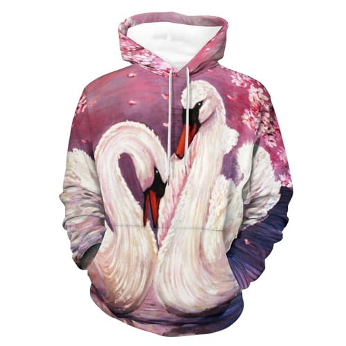Sweat à capuche Cygne Blanc UMENG finitions premium pull manches longues unisexe taille S