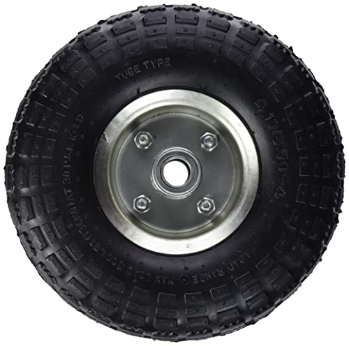 WerkaPro 10344 - Roue gonflable 10" - Jante en métal - D : 260 x 85 - Alésage 20 mm - Moyeu 74 mm - Idéal pour diable, chariot Cover