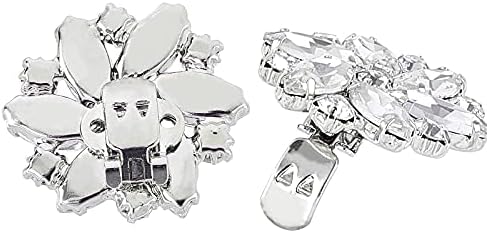 FINGERINSPIRE 2Pcs Crystal Shoe Clips Rhinestone Crystal Metal Shoe Clips Wedding Bridal Shoe Buckles Elegant Rhinestones Flower Clips for Jewelry Shoes Clothing Bags Hats Decor, Alloy+Rhinestone, - 3