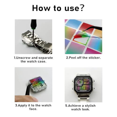 Image of 60 Pack Gradient Filter Screen Sheet Compatible for Casio AE-1200-20 Colorful Clear Decals - High-Definition Film for Watch Face Personalization