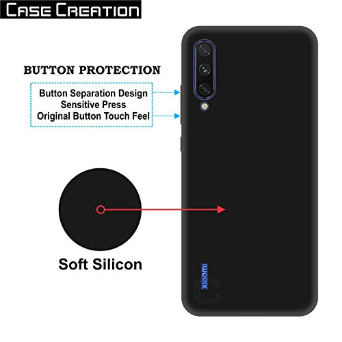 Image of Case Creation Compatible for Xiaomi Mi A3 Back case, Xiaomi MiA3 Slim Flexible Smart Look case with 360 Camera All Angle Protection (Pure Black)
