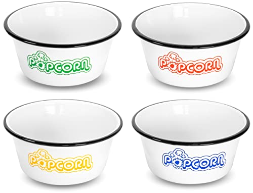 Red Co. NB-9041 Set Of 4 White Enamelware Metal Classic 1.2 Quart Popcorn Bowls thumb #3