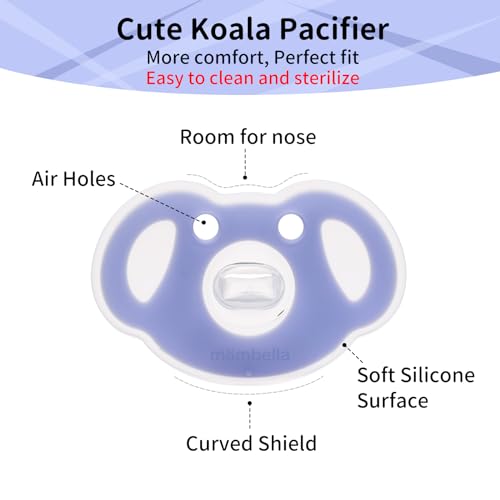 Mombella Koala Pacifiers 0 Months+, Silicone Baby Pacifier For Breastfed Babies, Soft Nipple Newborn Soother thumb #4