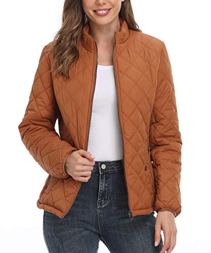 PEIQI Women's Quilted Jacket Coat Outwear Puffer Zip-up Stand Collar Padded Jacket with Pockets3