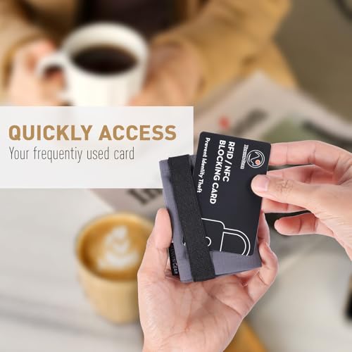 Image of Minimalist Slim Wallet for Men, Heavy Duty Ripstop Nylon Trifold Wallet, Water Resistant Durable Front Pocket Wallet with Elastic Band, Large Capacity, Includes 1 RFID Blocking Card, Grey