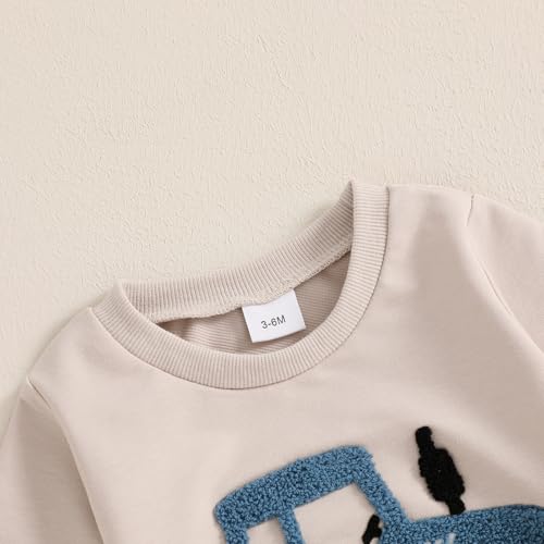 Adobabirl Toddler Baby Boy Fall Outfits Tractor Embroidery Long Sleeve Sweatshirt and Pants Set Farm Winter Clothes4