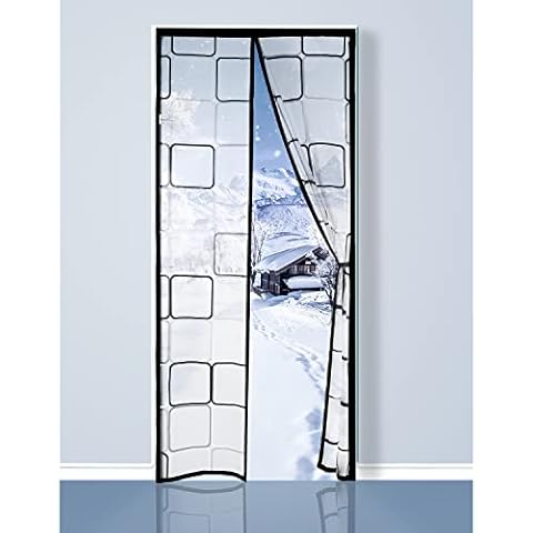 WENT Magnetic Thermal Insulated Door Curtain 80 x 200 cm, Keeps The Room Warm, Suitable for Air-Conditioned, Heated Rooms. No Drilling Required, Easy to Install, Pet Friendly. Transparent Cover