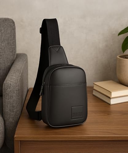 Image of COUNSELOR Sling Bag for Men, Vegan Leather Crossbody Chest Bag, One Shoulder Side Bag, Adjustable Strap, Zipper Closure, Multiple Compartment, Lightweight Stylish Bag for Daily Commute, KIRO