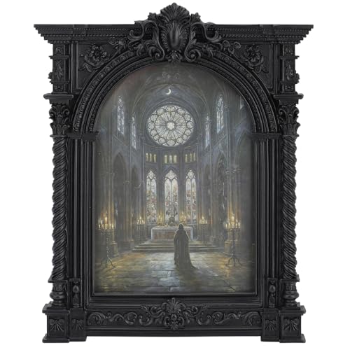 Recatinerly Vintage Picture Frames 5x7 - Victorian Ornate Black Frame 5x 7 5 x7 Picture Frame Antique Antique Arched Black Photo Frame Small 5 x 7 Photo Frames Wall Hanging For Gothic Vintage Wall Decor (Black 5X7)