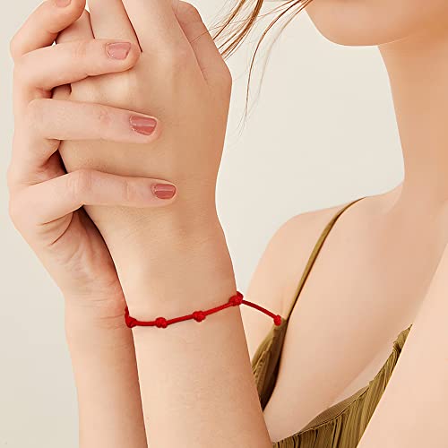 JENDEAR SHINE 7 Knot Bracelet, Kabbalah Red Bracelet, Red String Amulet Protect Good Luck Destiny, Suitable for Women Men Couple Mother Daughter2