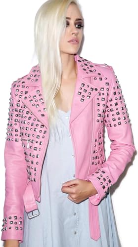 Veste de moto en cuir rose Brando pour virée rock 3XL