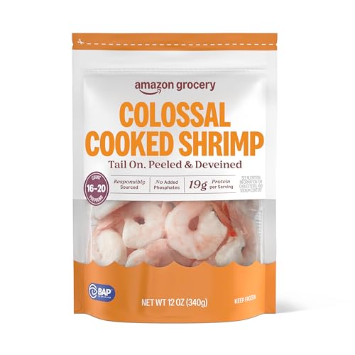 Amazon Fresh Brand, Cooked Colossal Peeled & Deveined Tail On