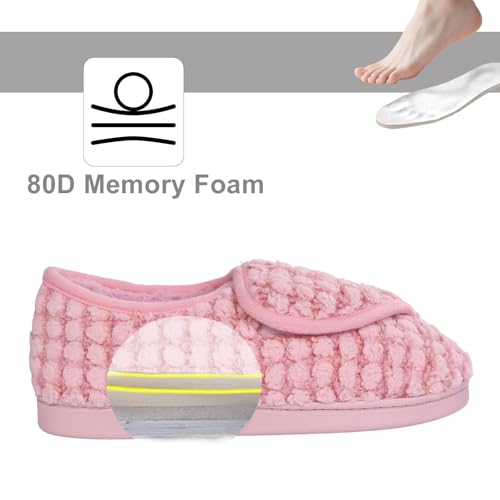 Image of Git-up Women Soft wide Slippers Memory Foam Closed Toed Diabetic Arthritis Edema House Slippers