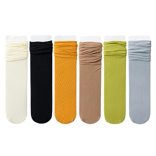 CEAeis Ice Silk Breathable Socks, Summer Ultra Thin Socks, Solid Color Casual Socks for Women (6 pairs C,One Size)