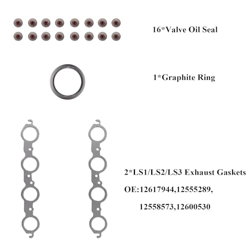Image of HGS3168 Head Gasket Set Fit for 2002-2011 Chevy Silverado Tahoe GMC Sierra Savana Yukon for 2004 Buick Rainier Cadillac Escalade Isuzu Ascender 4.8L 5.3L V8 Engine Gasket Kit Replace OE# HS26191PT