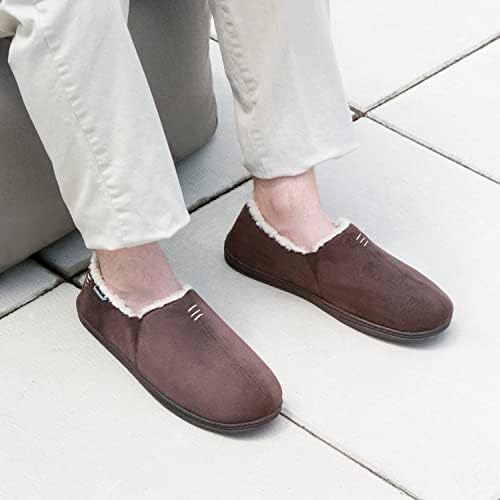 isotoner Men's Recycled Microsuede Nigel ECO Slippers with Advanced Memory Foam and Berber Lining, Black, 13-14 | Image 5