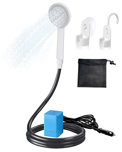 AUTOPkio Portable Camping Shower, Outdoor Showerhead Pump Kit with Rechargeable Battery, Adjustable Water Flow, Handheld Sprayer for Hiking, Beach, Pet Cleaning 12V 24V