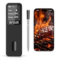 BFOUR BF-30 PRO Fleischthermometer kabelloses, Bluetooth Grillthermometer mit App-Verbindung,LCD-Display,IP67 wasserdicht,Bratenthermometer für BBQ, Backofen, Grill, Küche