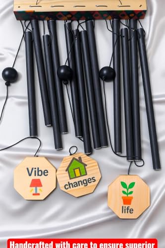 Image of Paradigm Pictures Black 12 Heavy Pipe Wind Chime- Balcony Decor Items (Black Multicolor)