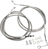 MoKitDora Hydraulic Clutch Cable Upper Brake Lines Stainless Steel Braided Cable Extension Kit for Harley...