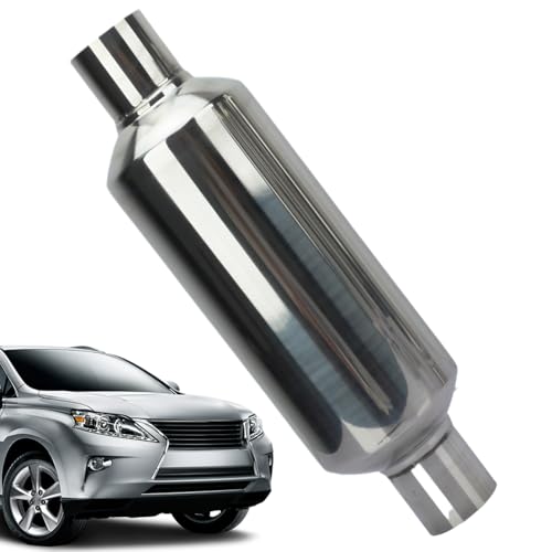 Silenziatore per Auto - Uscita Rotonda Dritta | Marmitta centrale nell'alloggiamento | Silenziatore di Scarico, Marmitta Dritta per Auto in Acciaio Inossidabile Componenti Di Modifica