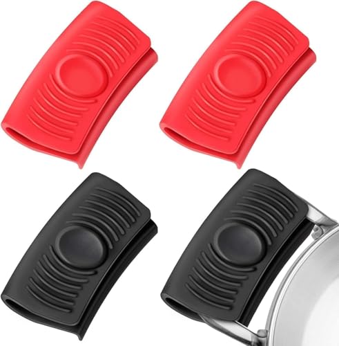 2 Pack Jieshanchen Silicone Pot Handle Covers - Heat Resistant Pot Holder Food-Grade Silicone, Universal Fit for Cast Iron Skillets & Stainless Steel Pans, Dishwasher