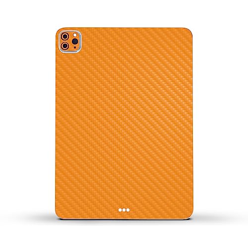 Image of MightySkins Carbon Fiber Skin Compatible with Apple iPad Pro 11 inch M2 4th Gen (2022) Full Wrap Kit - Solid Orange | Protective, Durable Textured Carbon Fiber Finish | Easy to Apply | Made in The USA
