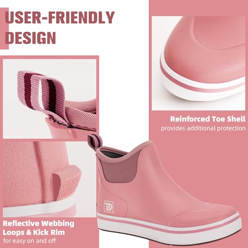 Image of Trudave Deck Boots, Waterproof Rubber Fishing Rain Boots, Anti-slip Short Ankle Shoes for Outdoor Fishing Boating, Size 5-14