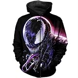 Duuloon Men Novelty Hoodies Venom 3D Printed Hooded Sweatshirts Fleece Lined Drawstring Hood Pullover with Pocket