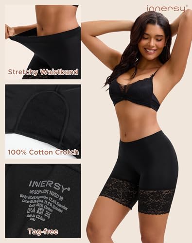 Image of INNERSY Women's Anti Chafing Lace Shorts for Under Dresses 1&2 Pack