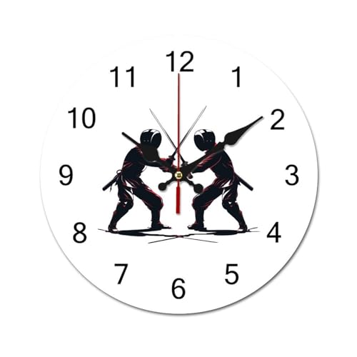 Horloge escrime bois sans tic-tac : supprimez les bruits et décorez votre bureau