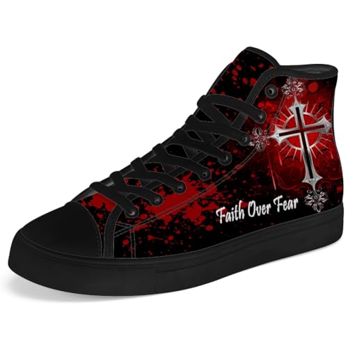 Men's Women's Faith High Top Canvas Shoes Faith Over Fear High Top Sneakers Lace Up Casual Shoes Gifts for Men Women