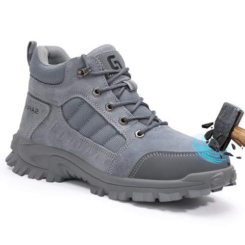 Best Boots for Heavy Equipment Operators: Top Picks 11 GUSAYEX Steel Toe Boots for Men Puncture Resistant Safety Work Boots with Kevlar Midsole Industrial Lightweight Men's Work & Utility Protective Shoes for Construction Warehouse Factory Grey Size 11