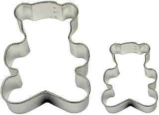 PME Teddy Cookie and Cake Cutters, Small and Large Sizes, Set of 2,Silver