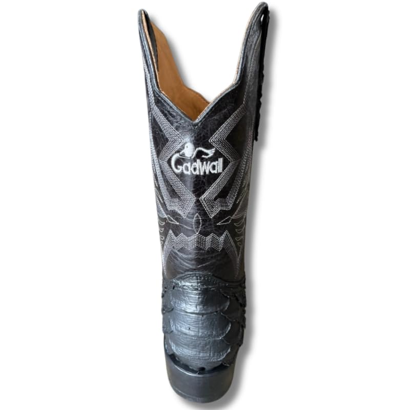 Image of Men's Exotic Pattern Western Cowboy Slip-On Square Toe Boots in Leather-Alex Series Snake, Caiman & Ostrich Styling bota de vaquero para hombre