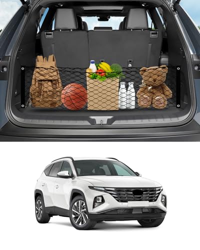 Karltys Envelope Style Cargo Net for Hyundai Tucson 2026 2025 2024 2023 2022 Accessories, Adjustable Elastic Rear Trunk Cargo Net, Heavy Duty Nylon Mesh Storage Netting Organizer