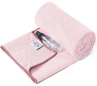 Heathyoga Yoga Mat Towel Non Slip for Hot Yoga Towel with Silicone Grip & Free Spray Bottle, 72"X26" Extra Large Microfiber Yoga Towel for Bikram, Pilates, Fitness (Pink)