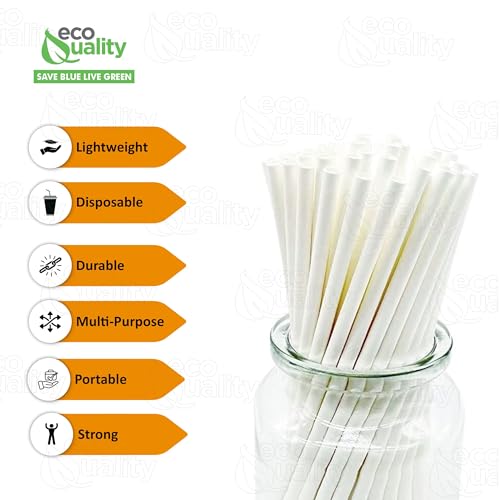 500 pitillos desechables de papel blanco compostables miniatura 2