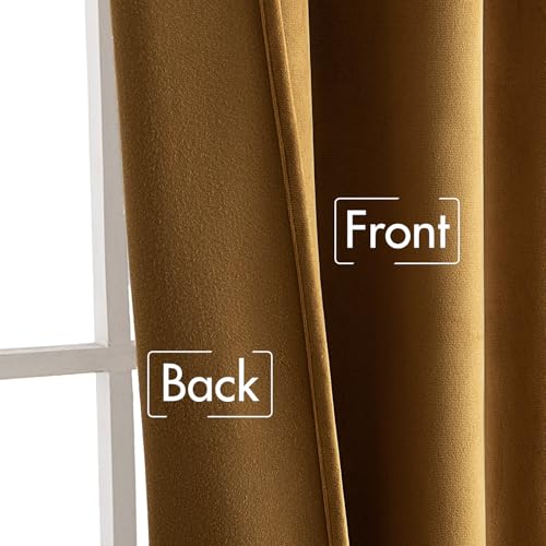 Image of MIULEE Velvet Curtains Extra Wide 66x84 inches Gold Curtains | Luxury, Room Darkening Curtains for Sliding Door Bedroom Living Room, Thermal Insulated, Window Drapes, Back Tab, 2 Panels