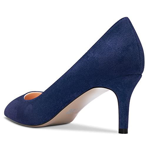 Aachcol Women Slip-on Pumps Pointed Toe Stiletto Low Kitten Heel Dress Shoes Suede Wedding Shopping 2.5 Inch3