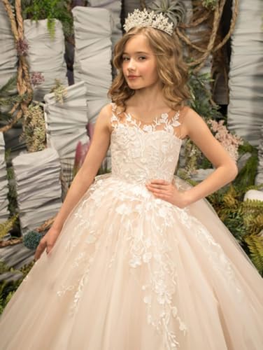 Lace Appliques Flower Girls Dresses Tulle Princess Tutu Pageant Dress for Wedding Kids Prom Ball Gowns4