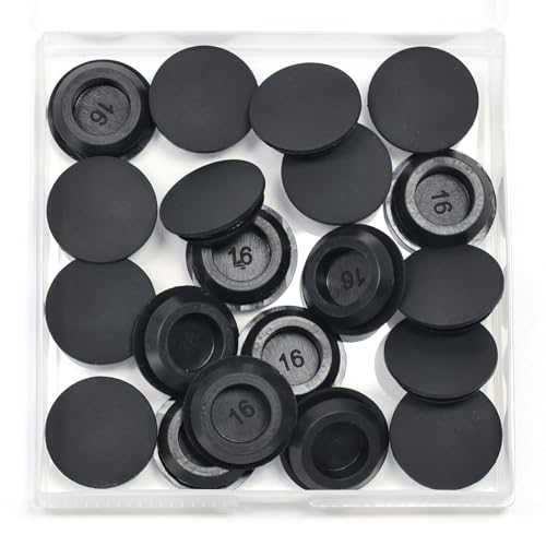Image of 20 Pcs 16 mm Silicone Rubber Plugs Snap in Locking Hole Plugs for 15.5-17.5 mm (5 /8 inch-11 /16 inch)Round Holes, Flush Type Rubber Stoppers, Flexible Tube Pipe End Caps Covers, Waterproof Sealing Plugs, Black