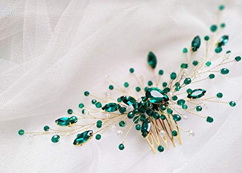 Peine Kercisbeauty Boho Crystal Verde para Boda miniatura 5
