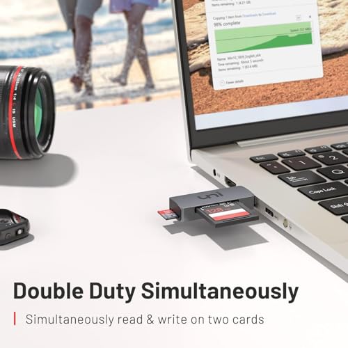 Image of SD Card Reader, uni USB 3.0 to SD /Micro SD Card Adapter 2-in-1, Aluminum USB SD /TF Memory Card Reader for SD, SDXC, SDHC, MMC, RS-MMC, Micro SDXC, Micro SD, Micro SDHC Card and UHS-I Cards | Micro SD Memory Card Reader, Support SDHC /SDXC /MMC /UHS-I Card, for Mac, Win, Linux, PC, Laptop, Chromebook, Camera