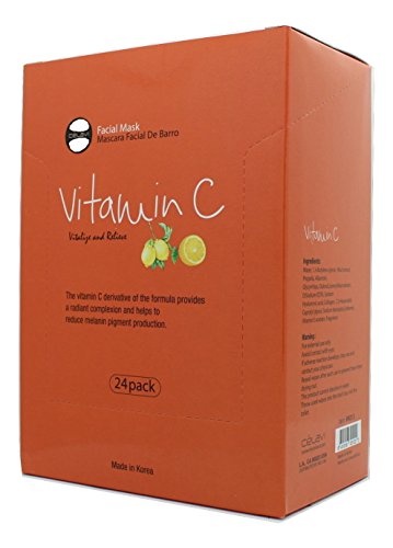Celavi Essence Facial Mask Paper Sheet Korea Skin Care Moisturizing 24 Pack (Vitamin C)