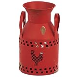 Harbor Gardens ZT171436 Essex Collection Red Distressed Vintage Rooster Cut-Out Milk Can with Tea Light Holder