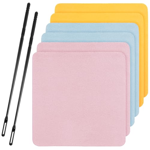 Flute Cleaning Kit, 2pcs Flutes Cleaning Rod 6pcs Flute Clean Cloth Swabs & Polishing Cloths for Flutes Maintenance Tools (Pink, Yellow, Blue, 20x20cm)