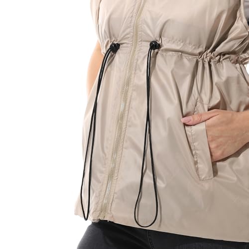 Andora Sleeveless Adjustable Waist Padded Vest_ Beige_2XL